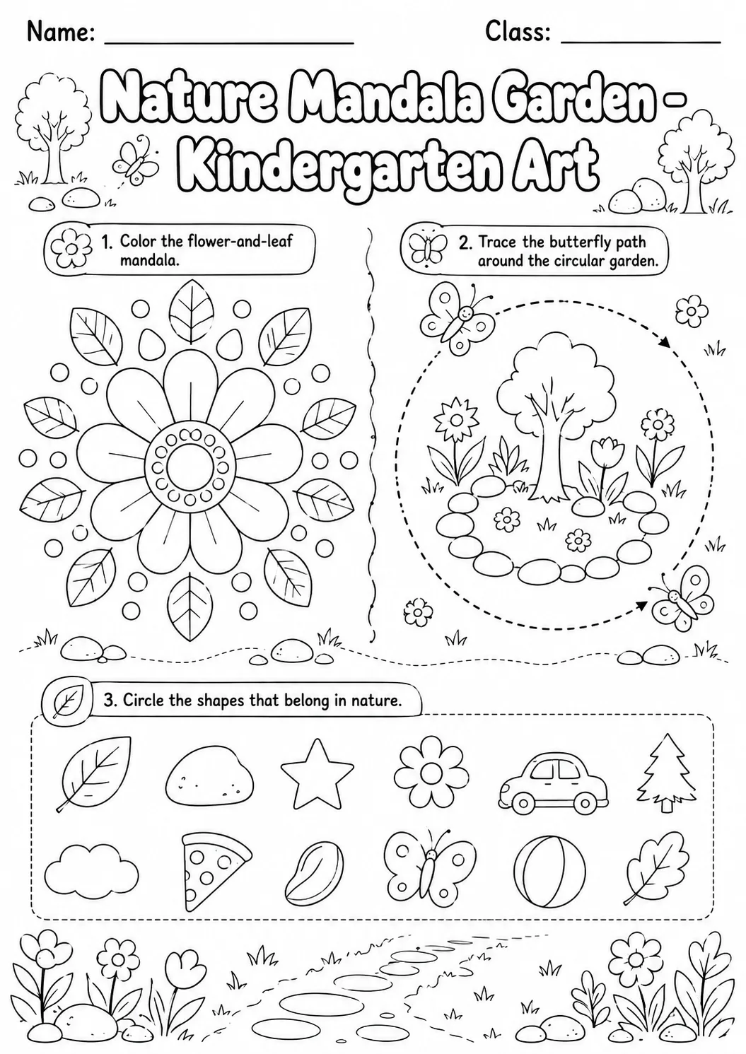 Nature Mandala Garden Art Worksheet Pack page 4 preview
