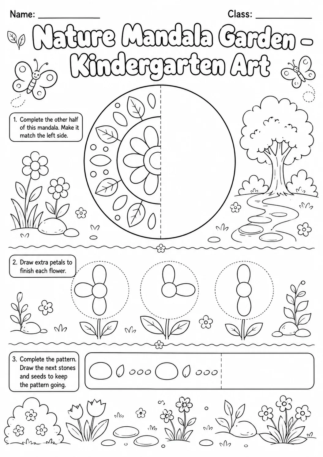 Nature Mandala Garden Art Worksheet Pack page 5 preview