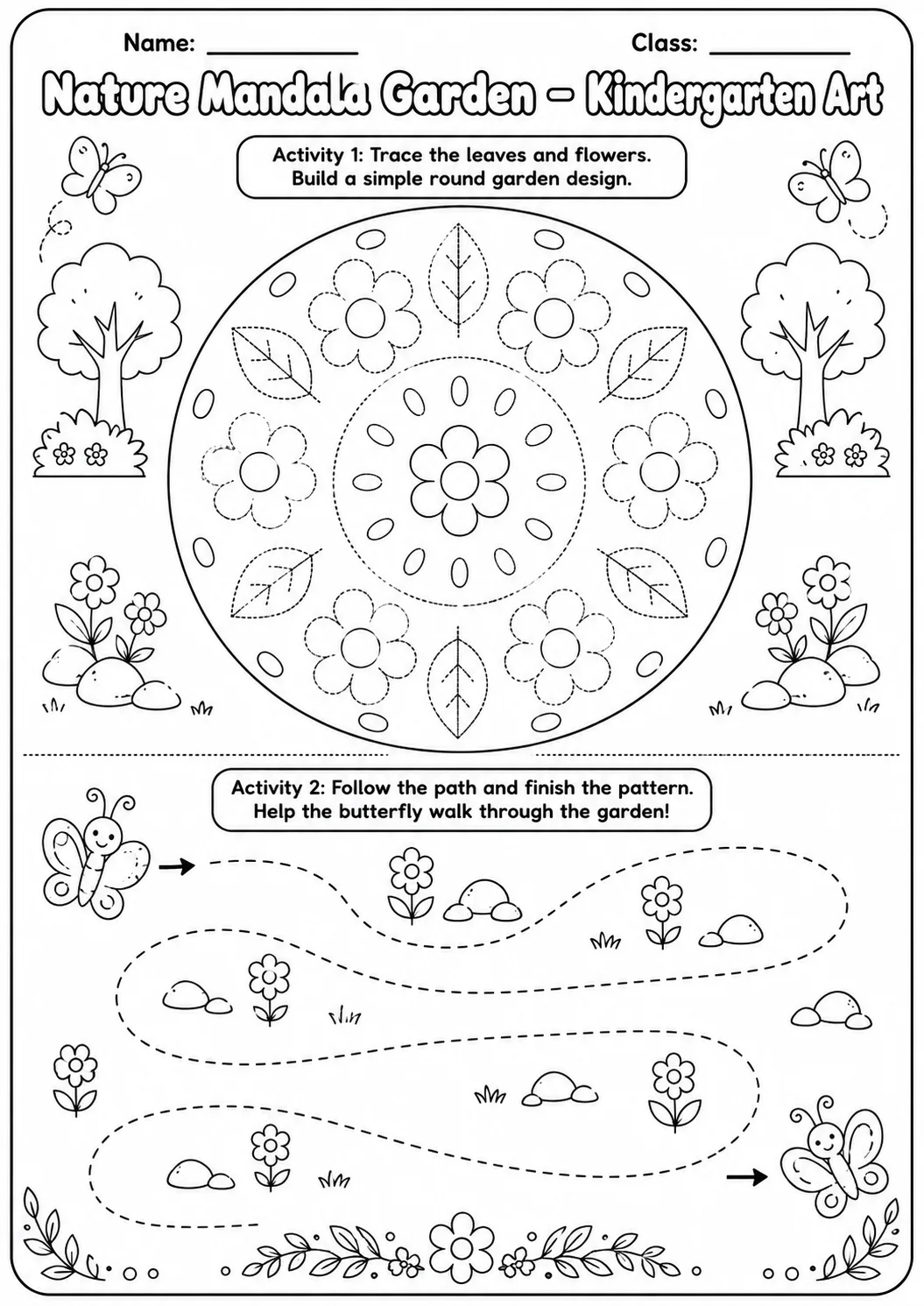 Nature Mandala Garden Art Worksheet Pack page 6 preview