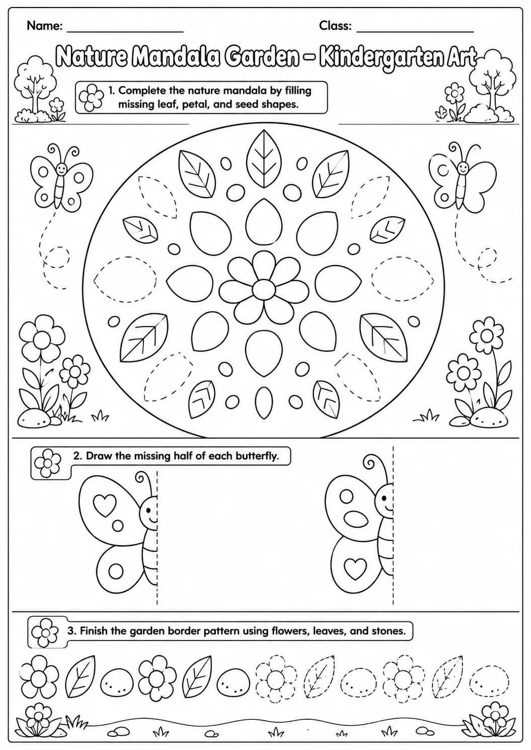 Nature Mandala Garden Art Worksheet Pack page 7 preview