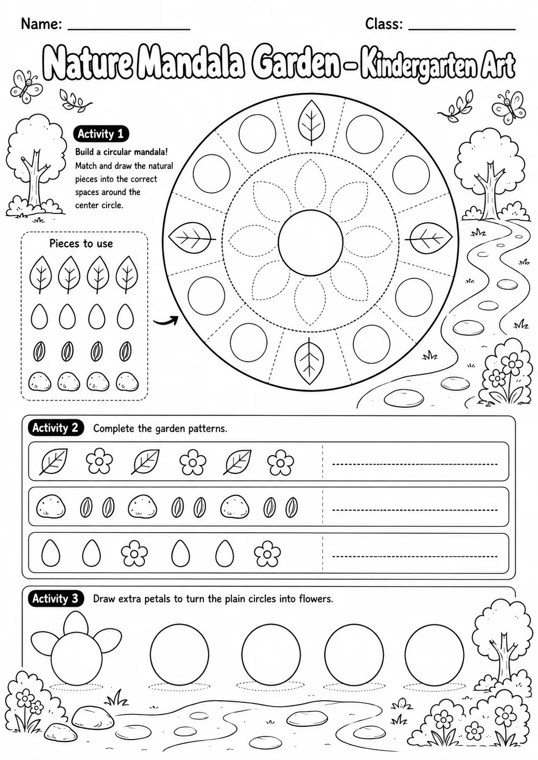 Nature Mandala Garden Art Worksheet Pack page 8 preview