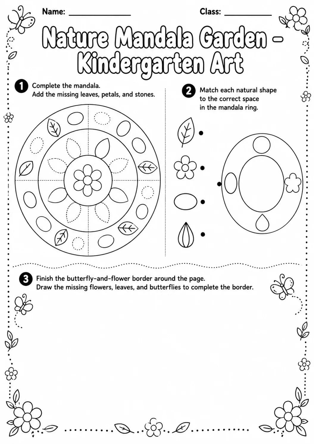 Nature Mandala Garden Art Worksheet Pack page 9 preview