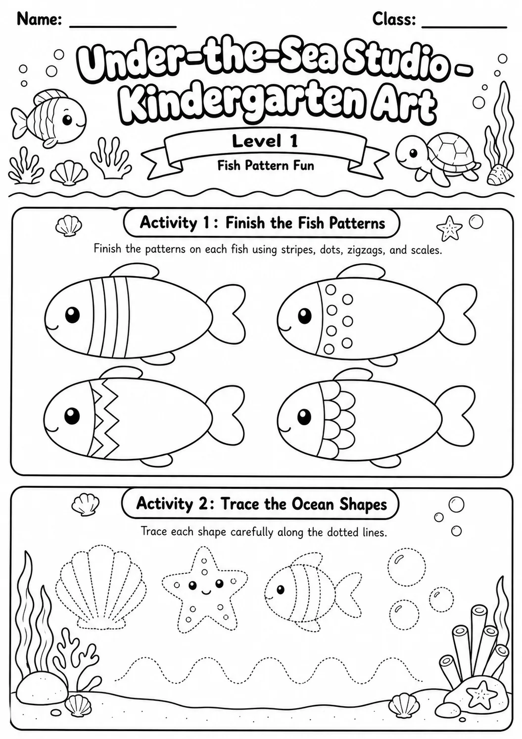 Under the Sea Studio Art Worksheet Pack page 2 preview