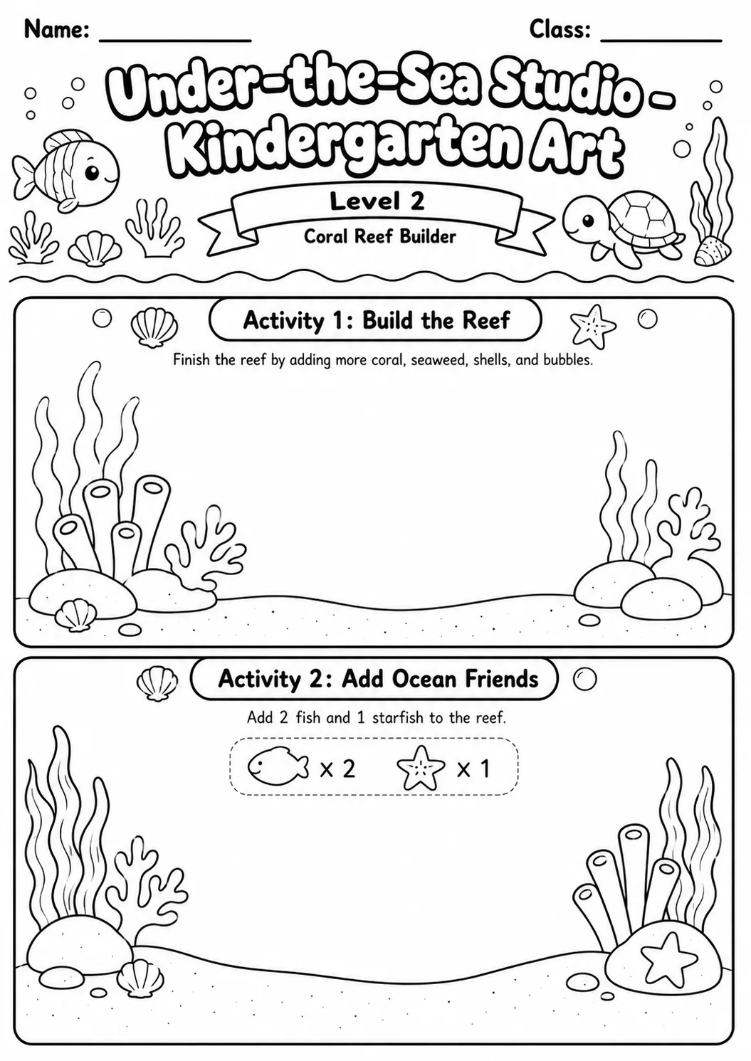 Under the Sea Studio Art Worksheet Pack page 5 preview
