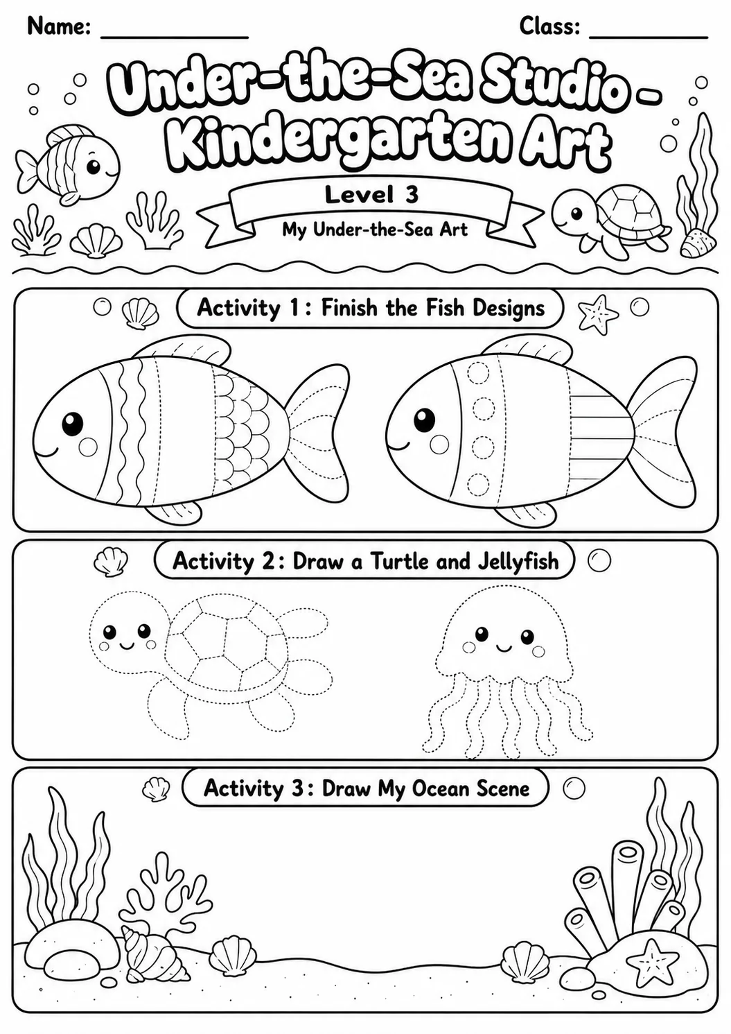 Under the Sea Studio Art Worksheet Pack page 10 preview