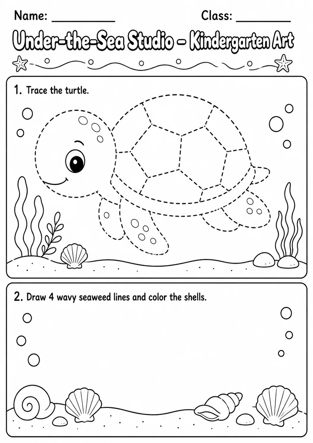 Under the Sea Studio Art Worksheet Pack page 2 preview