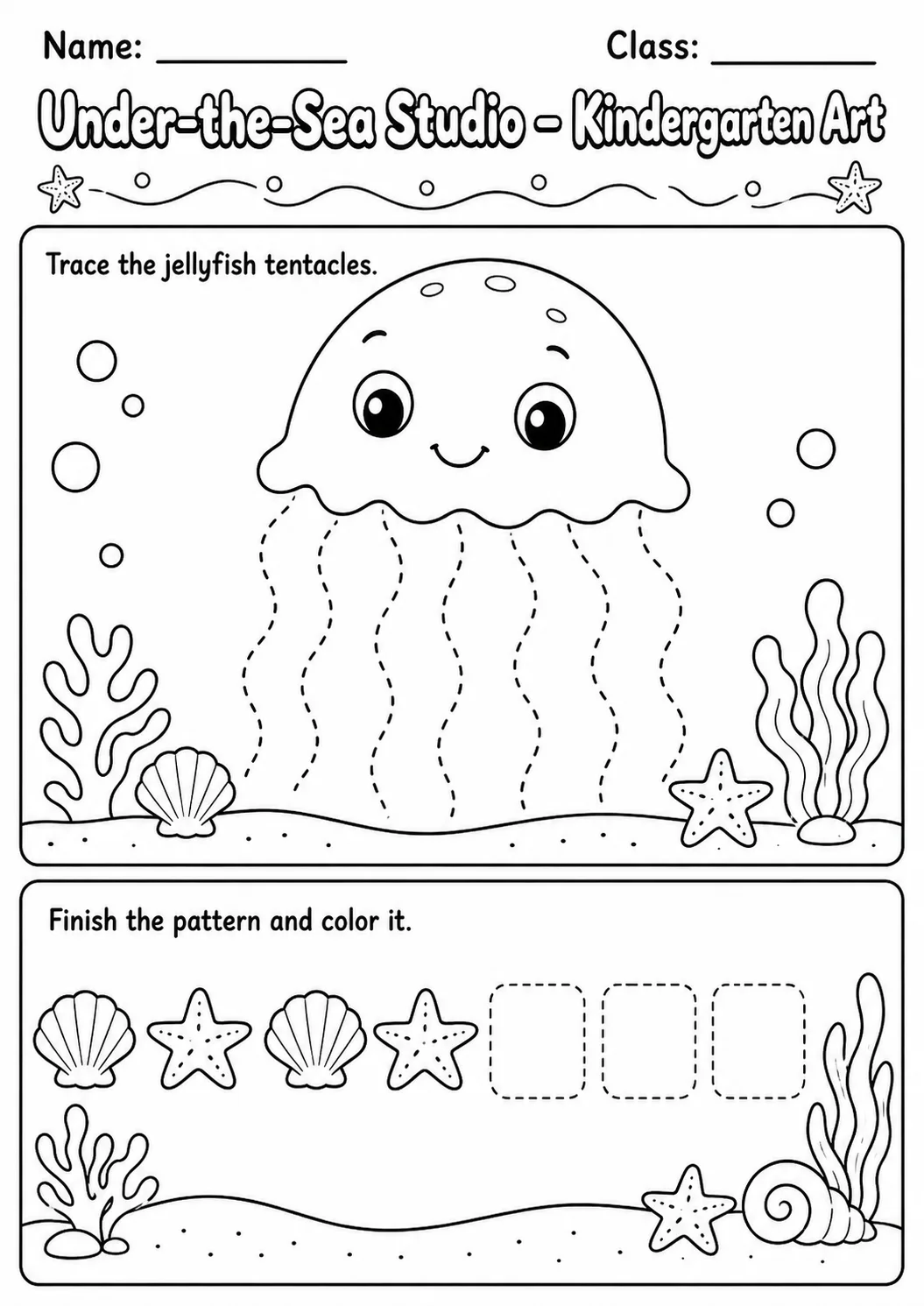 Under the Sea Studio Art Worksheet Pack page 3 preview