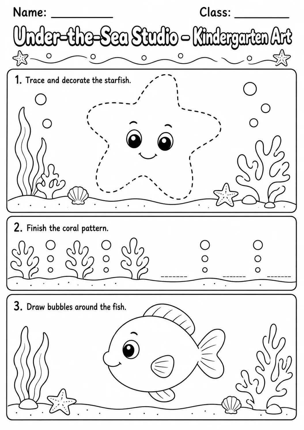 Under the Sea Studio Art Worksheet Pack page 5 preview