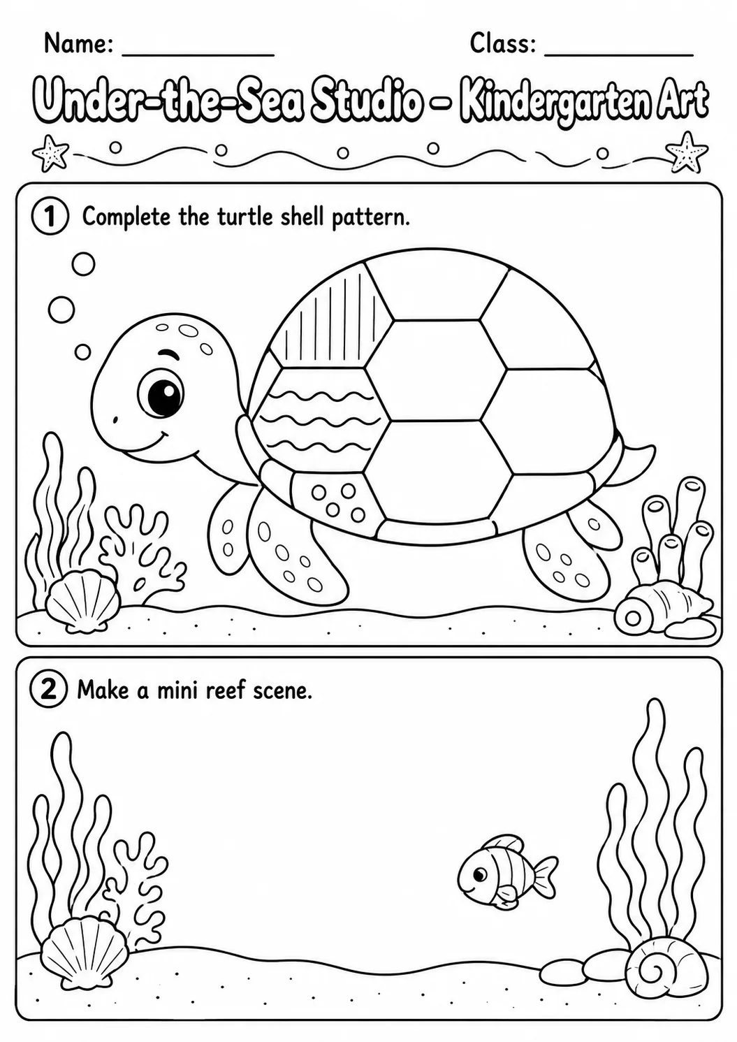 Under the Sea Studio Art Worksheet Pack page 6 preview