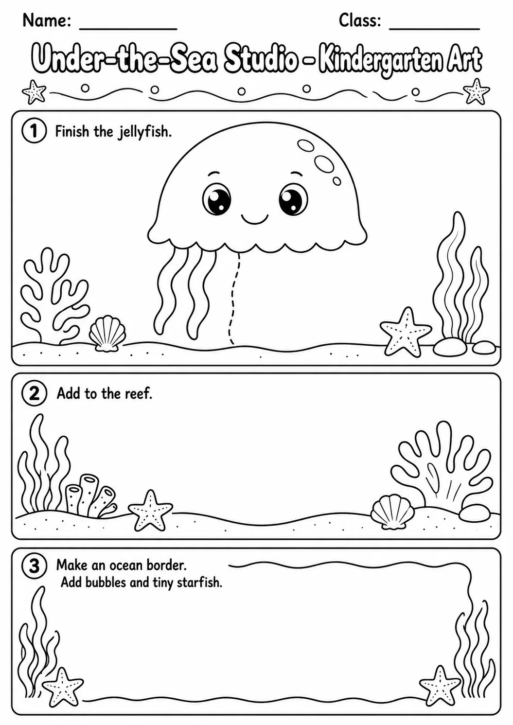 Under the Sea Studio Art Worksheet Pack page 8 preview