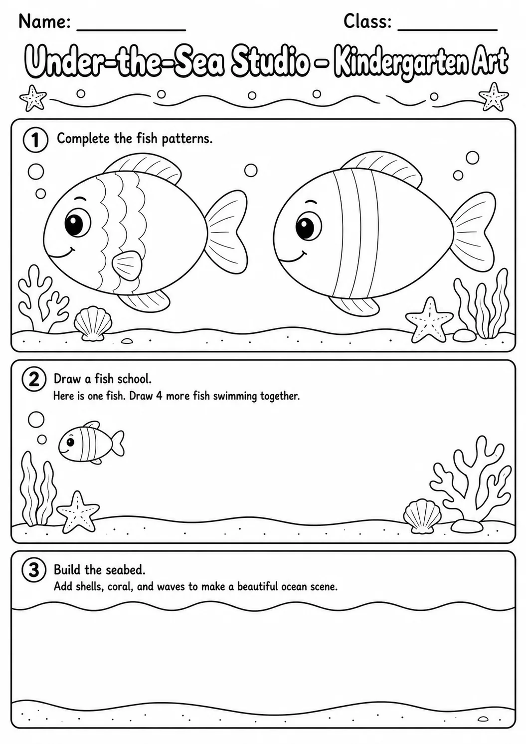 Under the Sea Studio Art Worksheet Pack page 9 preview