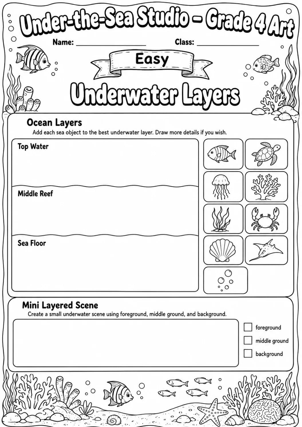 Under the Sea Texture Explorer Worksheet Pack page 3 preview