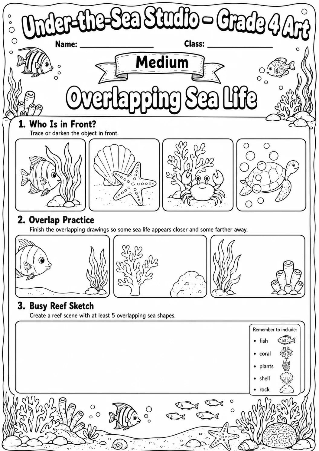 Under the Sea Texture Explorer Worksheet Pack page 4 preview