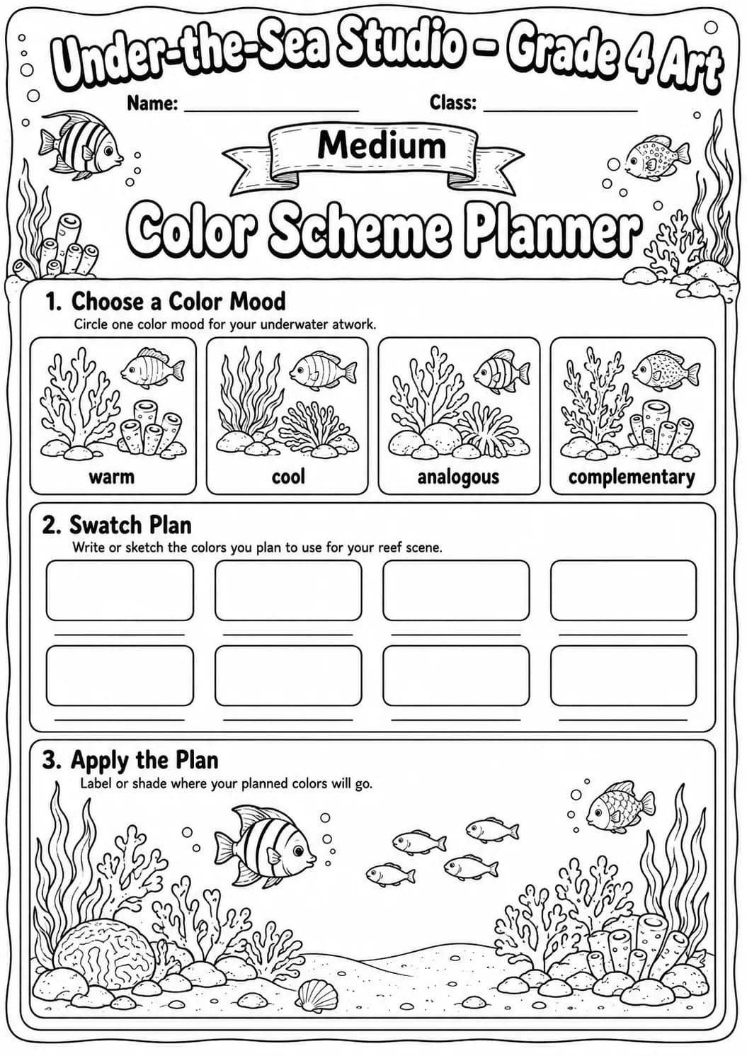 Under the Sea Texture Explorer Worksheet Pack page 6 preview