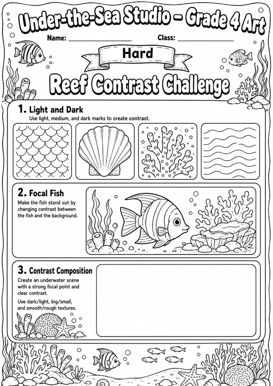 Under the Sea Texture Explorer Worksheet Pack page 7 preview