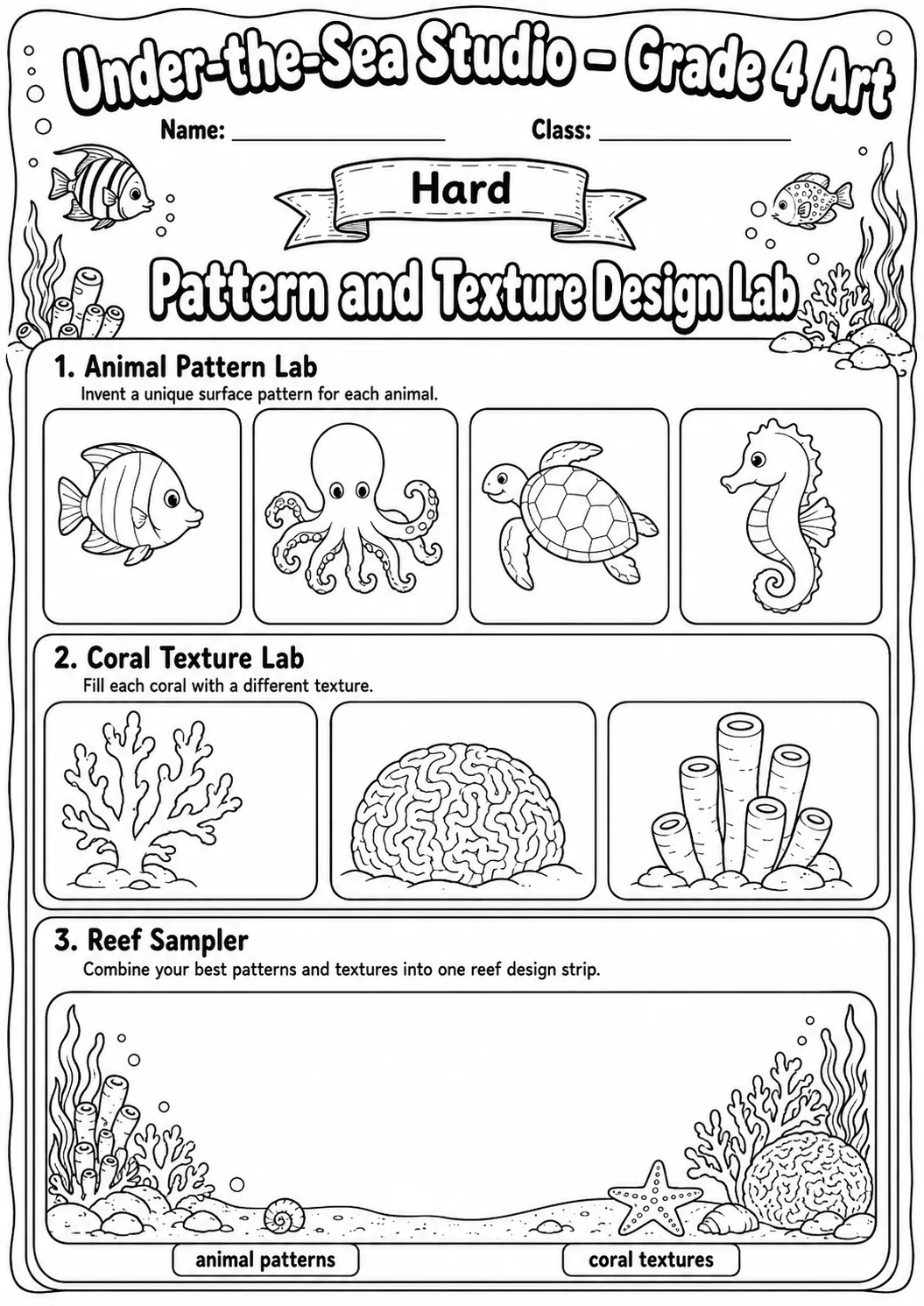 Under the Sea Texture Explorer Worksheet Pack page 9 preview