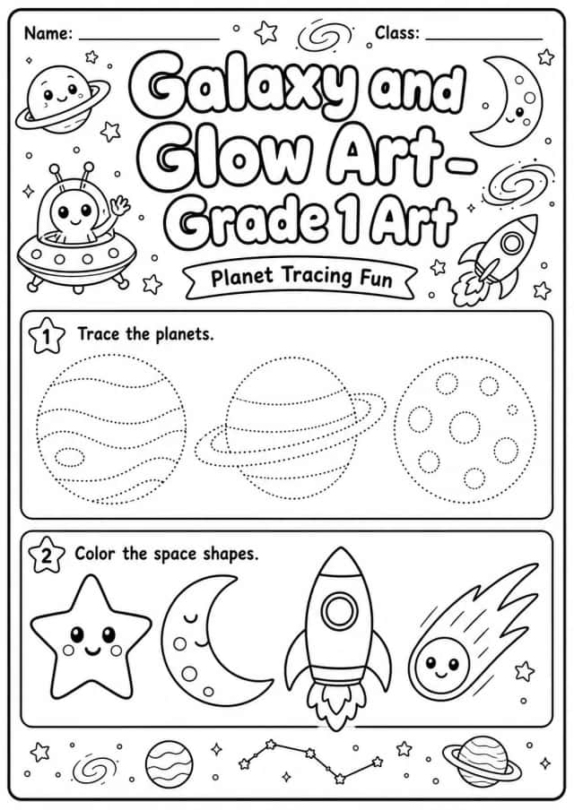 Galaxy Space Tracing Worksheet Pack