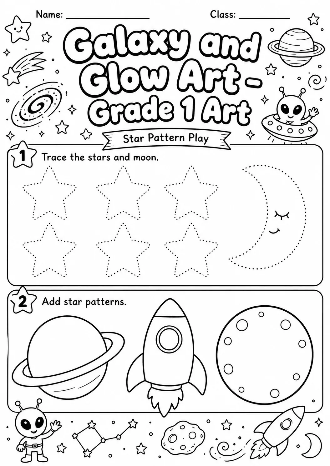 Galaxy Space Tracing Worksheet Pack page 2 preview