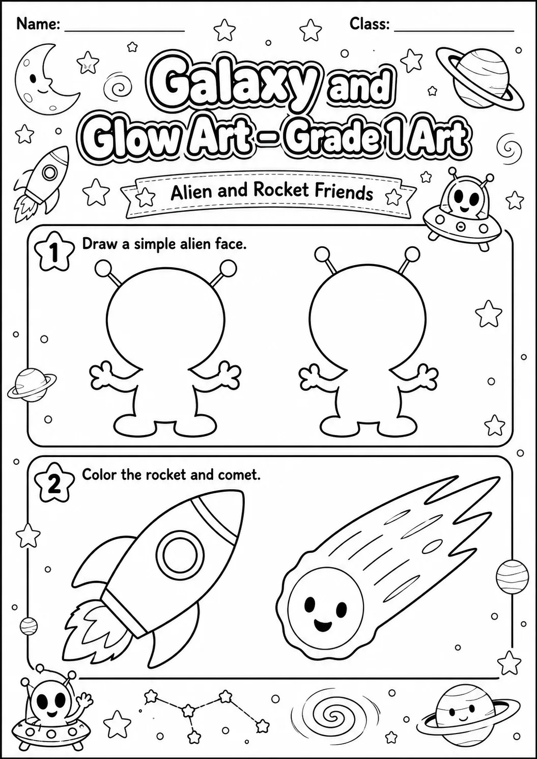 Galaxy Space Tracing Worksheet Pack page 3 preview