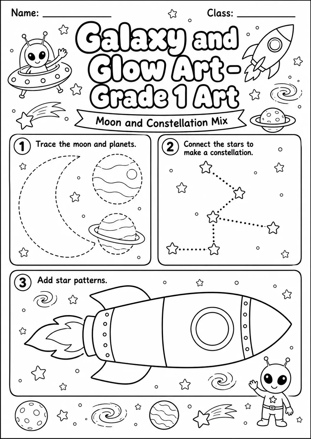 Galaxy Space Tracing Worksheet Pack page 4 preview