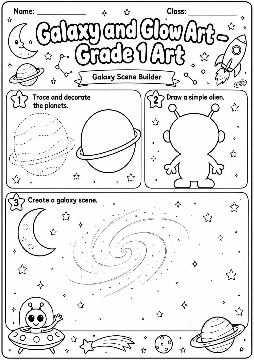 Galaxy Space Tracing Worksheet Pack page 7 preview
