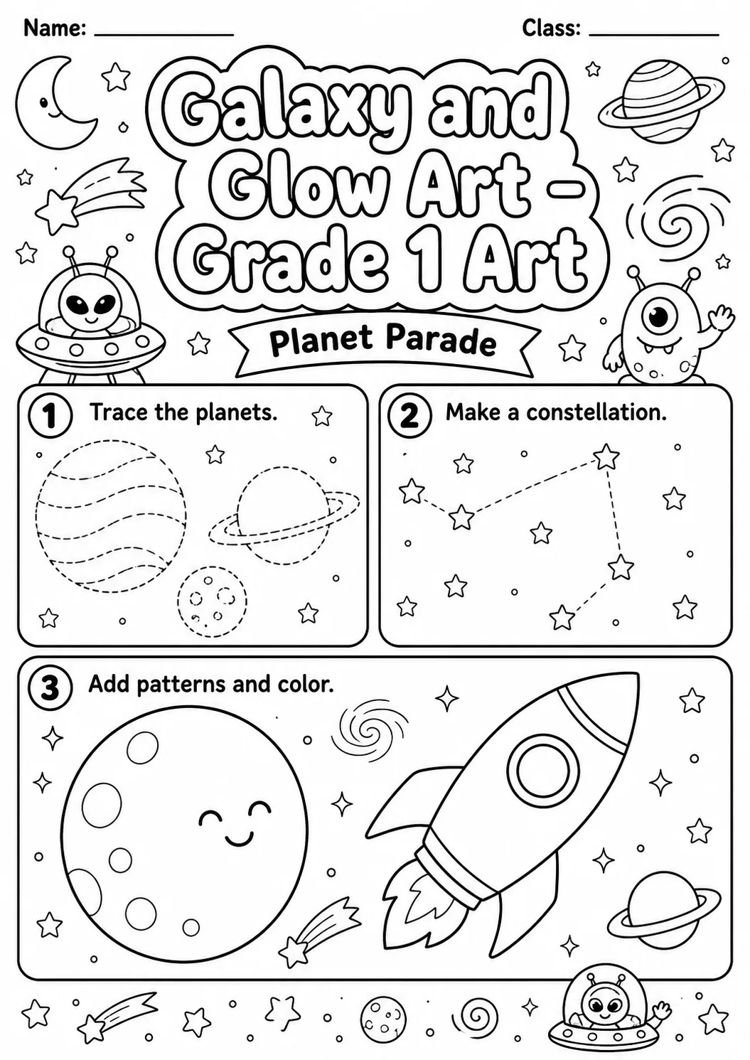 Galaxy Space Tracing Worksheet Pack page 8 preview