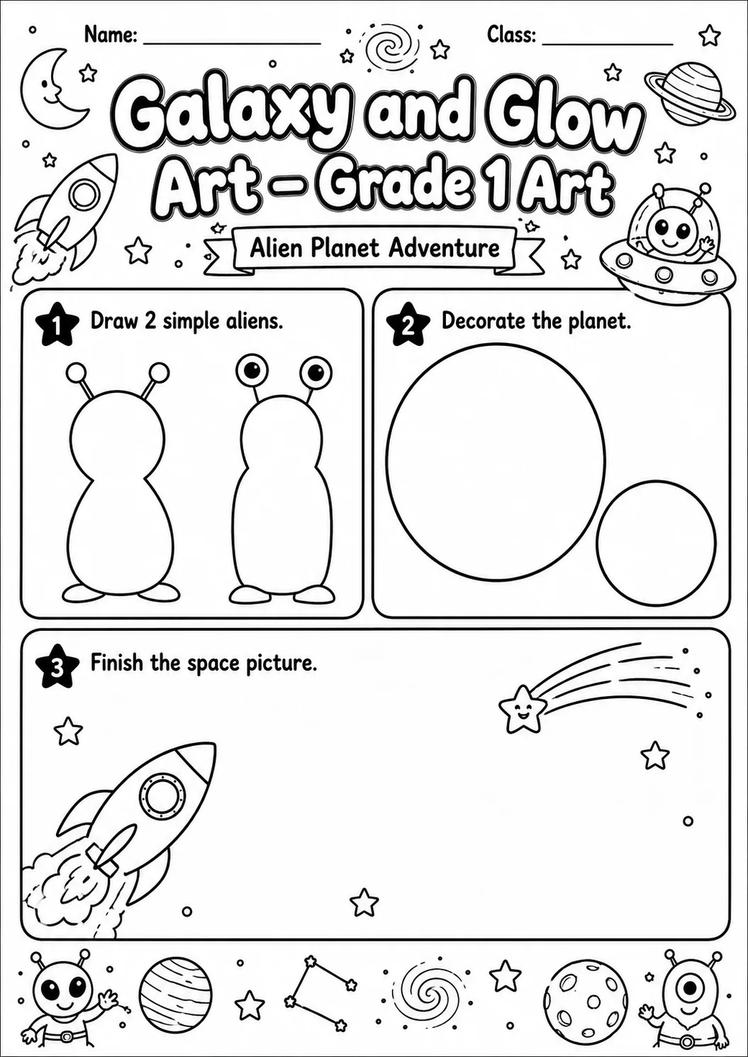 Galaxy Space Tracing Worksheet Pack page 9 preview