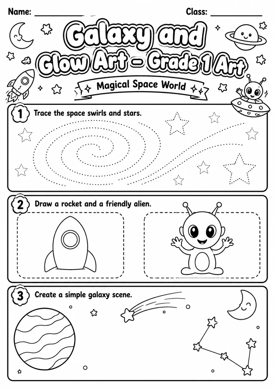 Galaxy Space Tracing Worksheet Pack page 10 preview