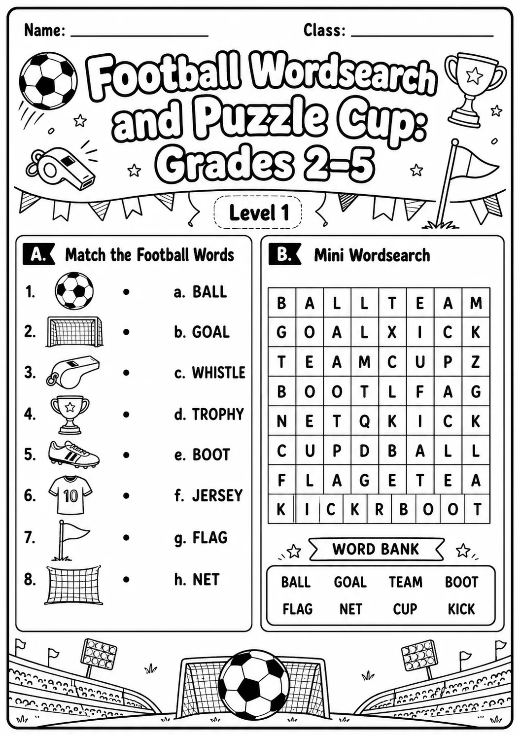 Football Word Search Worksheet Pack printable English Language worksheet preview from KiwiBee
