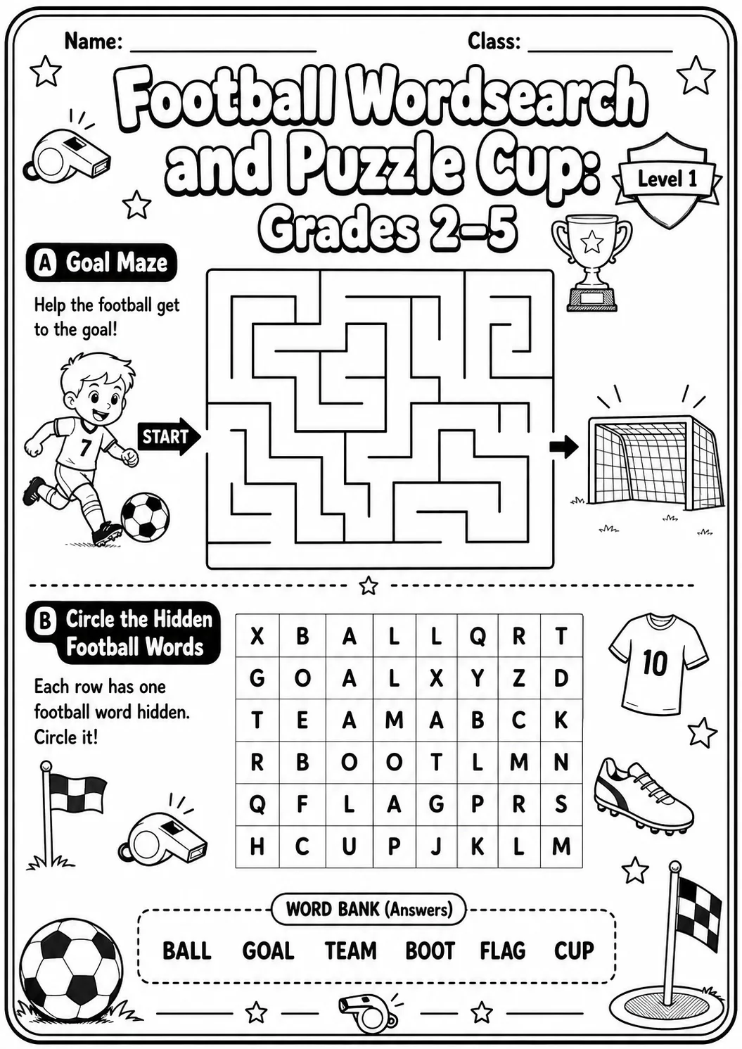 Football Word Search Worksheet Pack page 2 preview