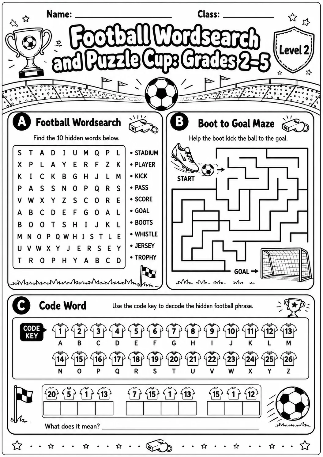 Football Word Search Worksheet Pack page 4 preview
