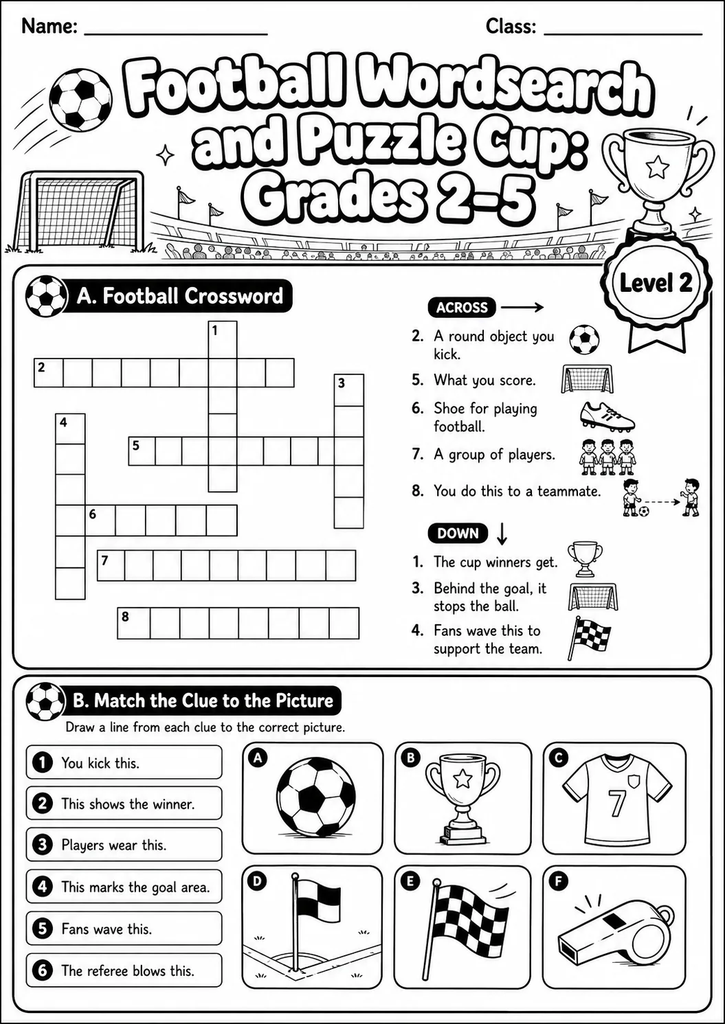 Football Word Search Worksheet Pack page 5 preview