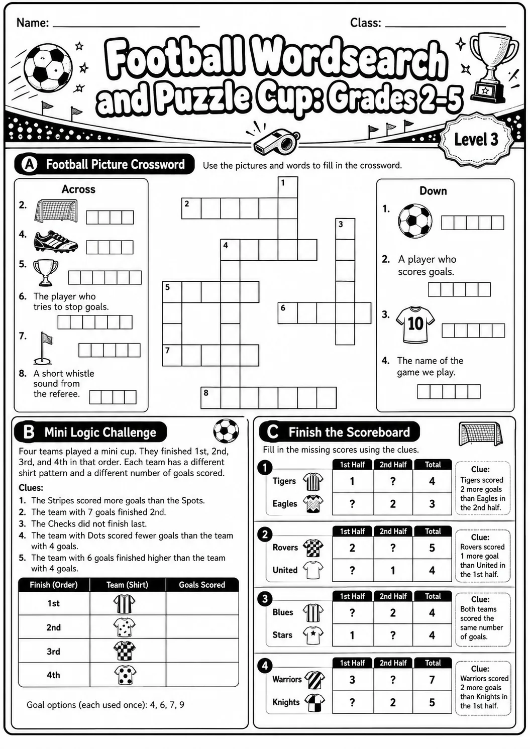 Football Word Search Worksheet Pack page 9 preview