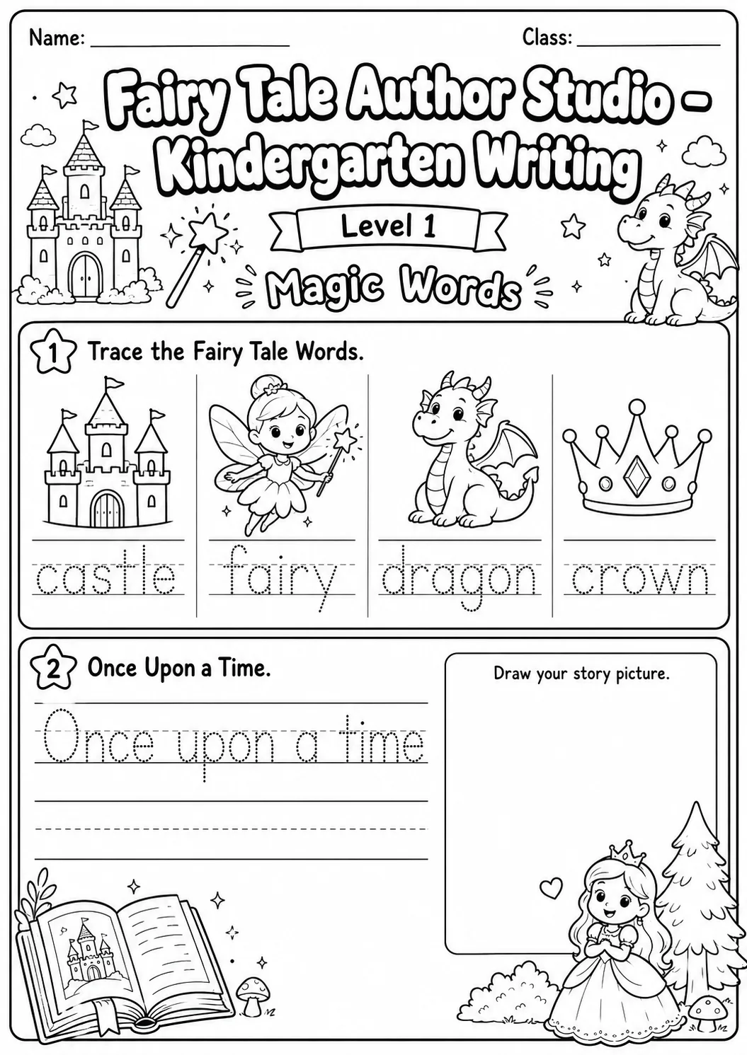 Fairy Tale Author Studio Writing Worksheet Pack printable English Language worksheet preview from KiwiBee