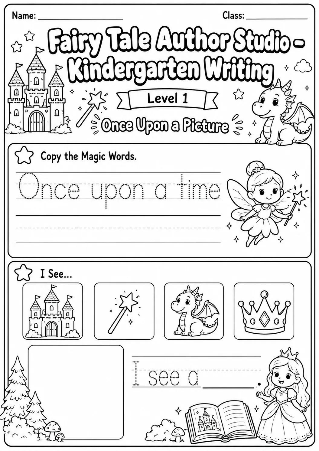 Fairy Tale Author Studio Writing Worksheet Pack page 3 preview