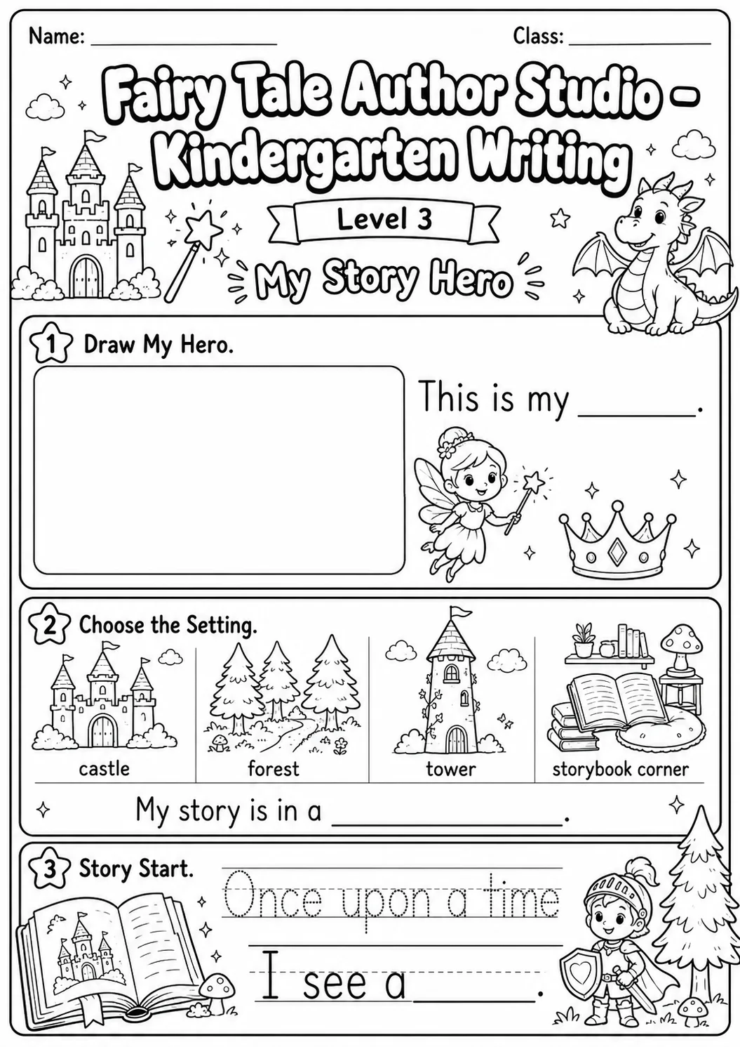 Fairy Tale Author Studio Writing Worksheet Pack page 7 preview