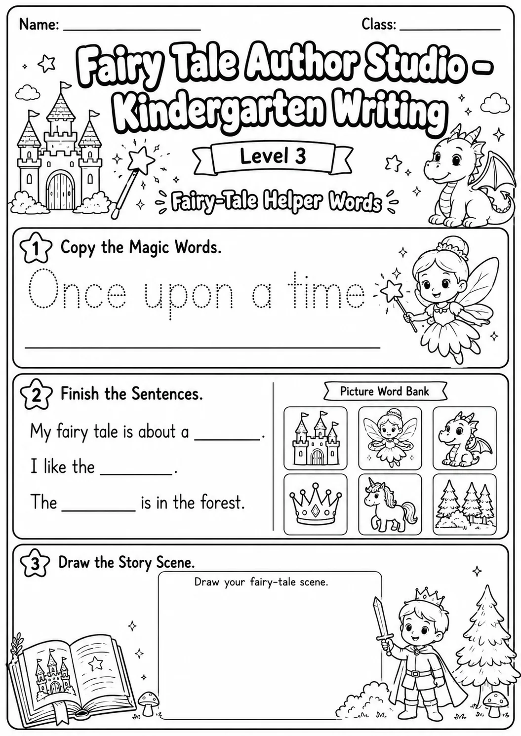 Fairy Tale Author Studio Writing Worksheet Pack page 10 preview