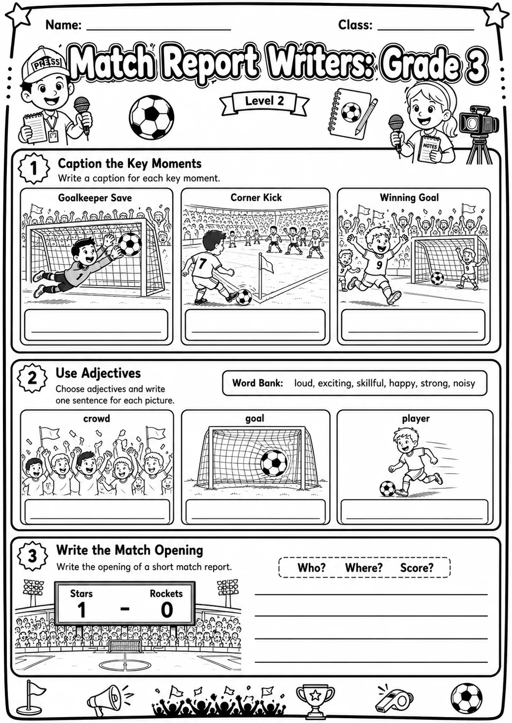 Match Report Writers Worksheet Pack page 5 preview