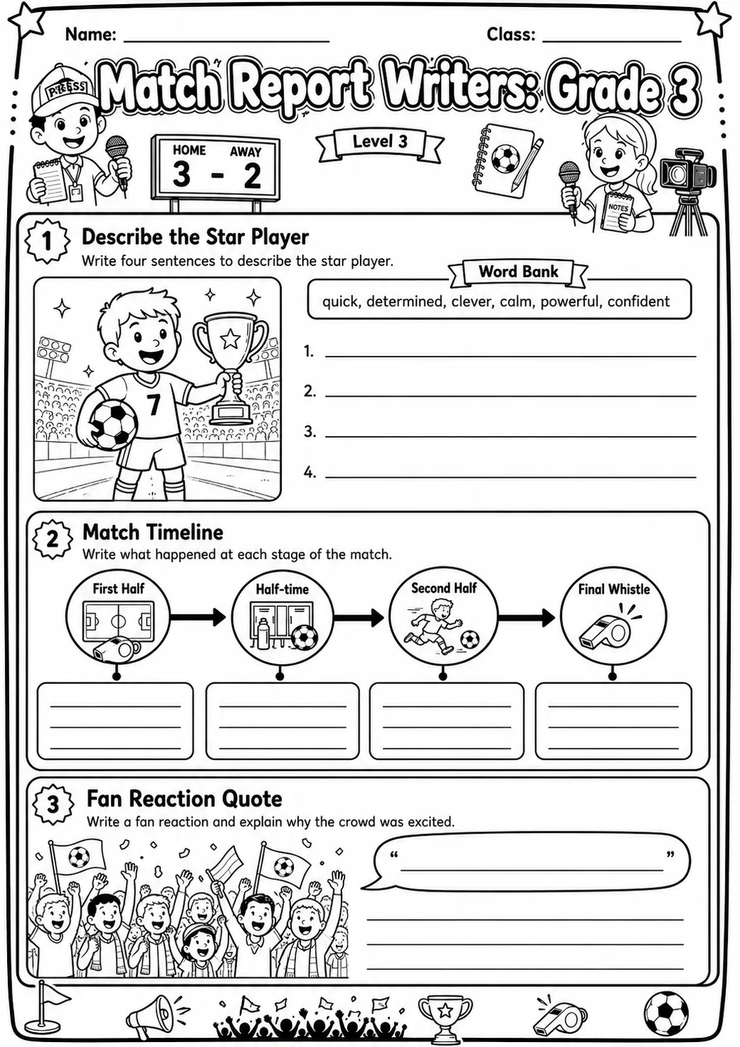 Match Report Writers Worksheet Pack page 8 preview