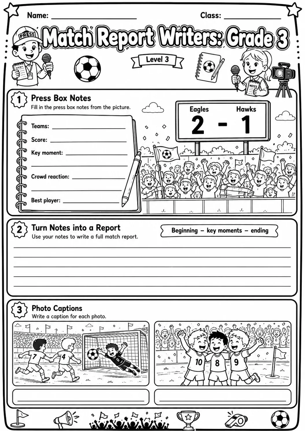 Match Report Writers Worksheet Pack page 9 preview