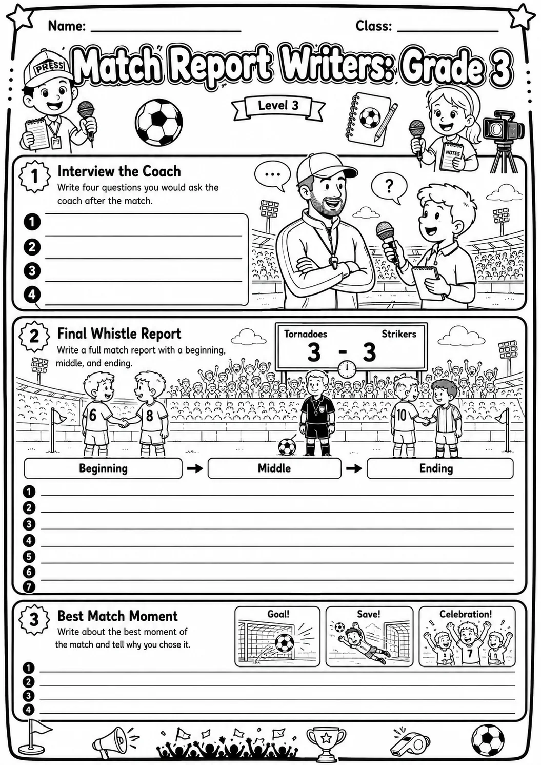 Match Report Writers Worksheet Pack page 10 preview