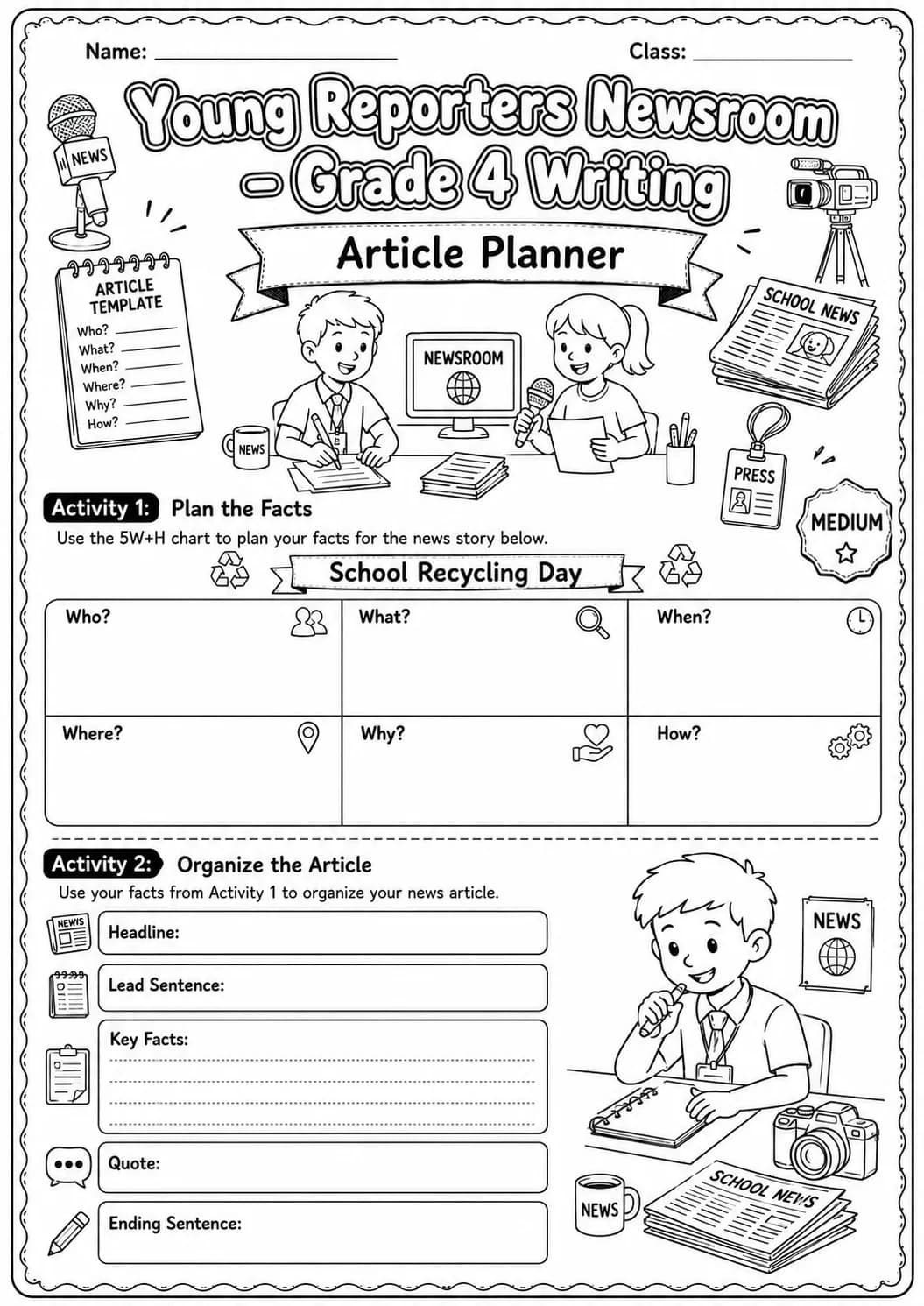 Young Reporters Newsroom Headline Writing Worksheet Pack page 5 preview