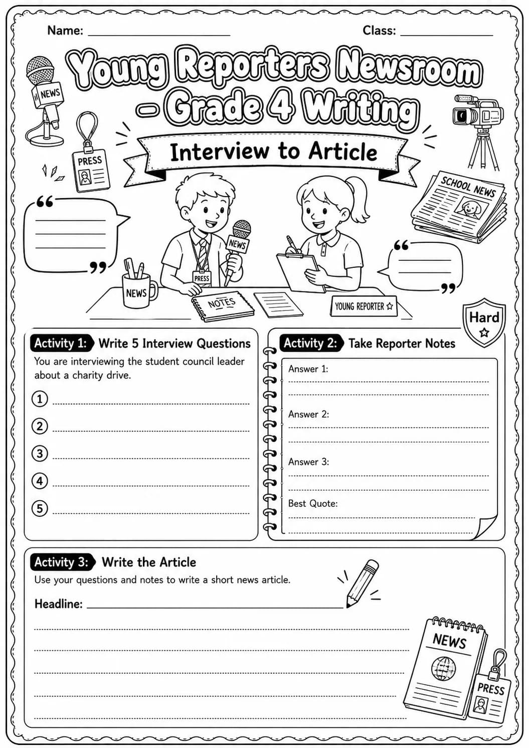 Young Reporters Newsroom Headline Writing Worksheet Pack page 8 preview
