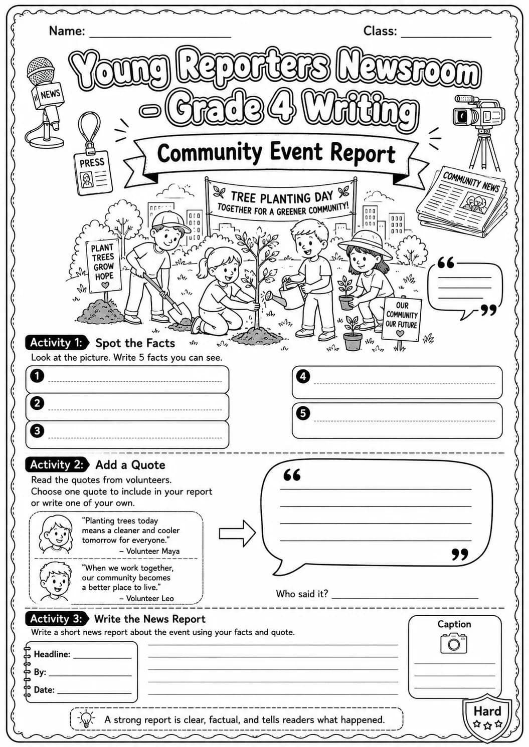 Young Reporters Newsroom Headline Writing Worksheet Pack page 9 preview