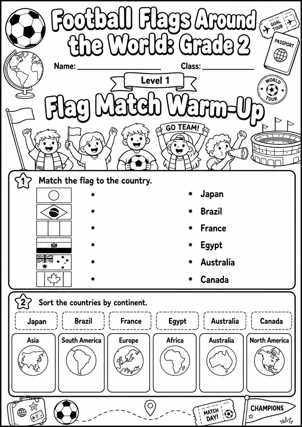 Football Flags Around the World Worksheet Pack page 2 preview