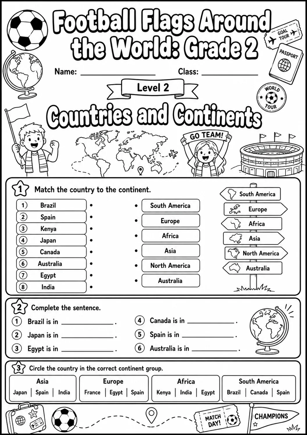 Football Flags Around the World Worksheet Pack page 4 preview