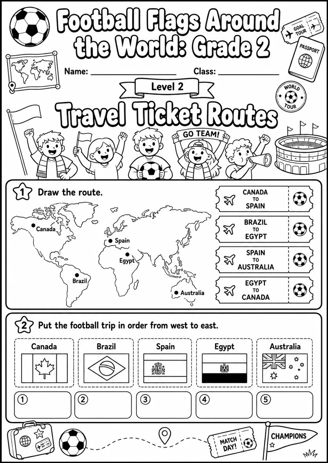 Football Flags Around the World Worksheet Pack page 5 preview