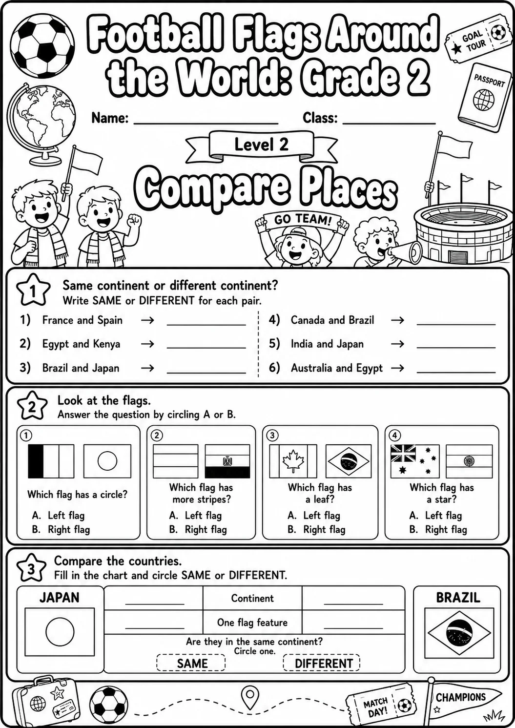 Football Flags Around the World Worksheet Pack page 6 preview