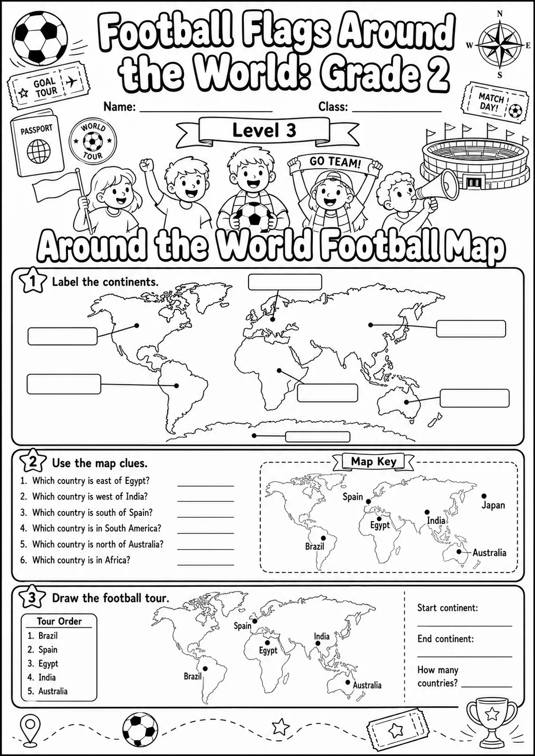 Football Flags Around the World Worksheet Pack page 7 preview
