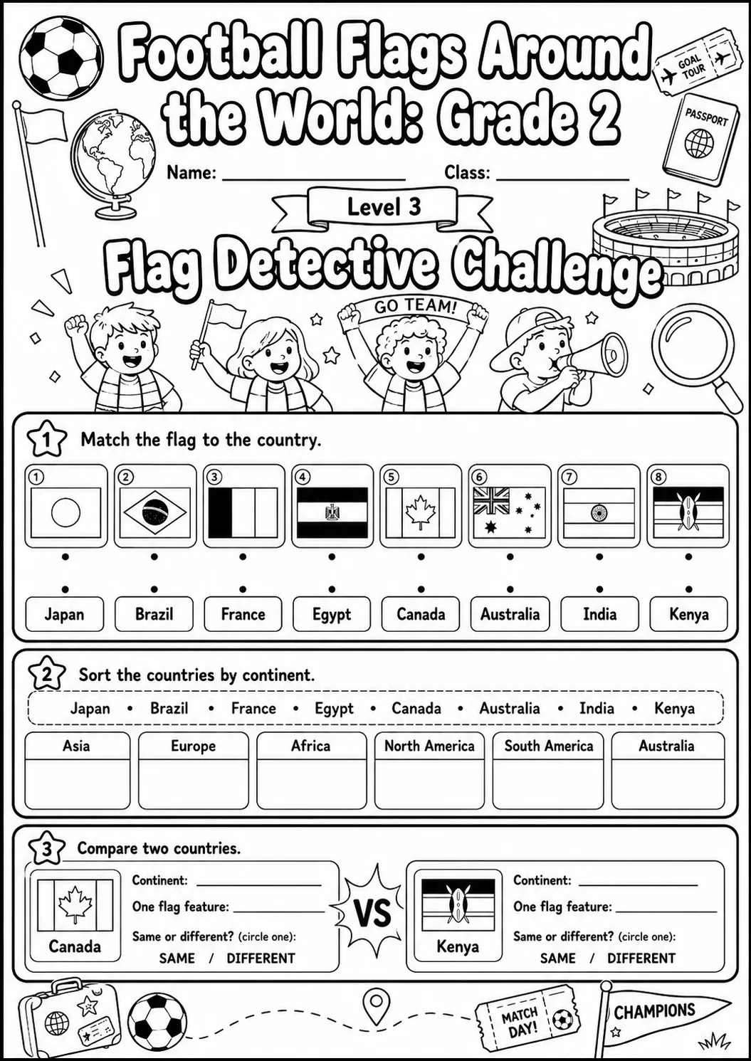 Football Flags Around the World Worksheet Pack page 8 preview